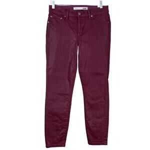 Lovers + Friends Ricky Skinny Jeans Benton Maroon Coated Denim SZ 30